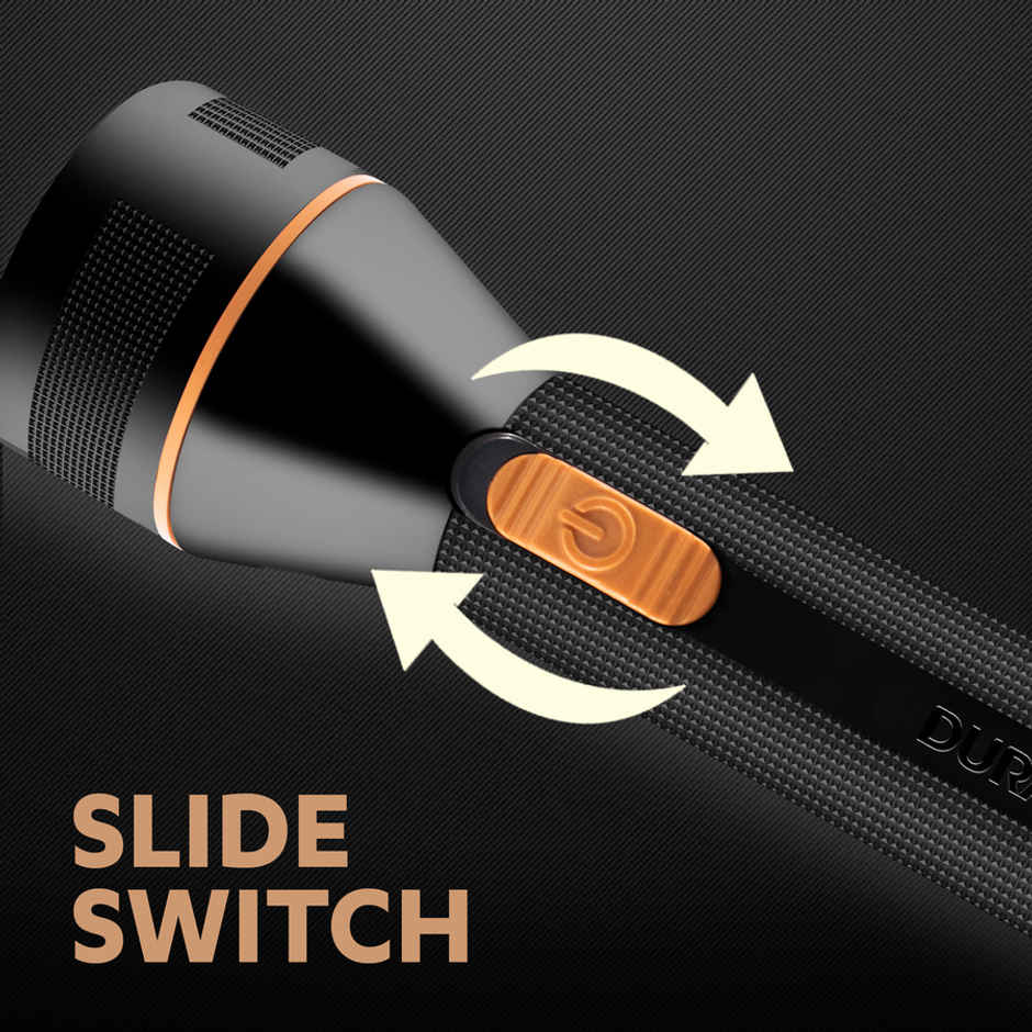 Duracell LED Torch, 6000 LUX Super Bright, Ultra-Light, Easy Carry, Large Reflector, 2AA Free,Black