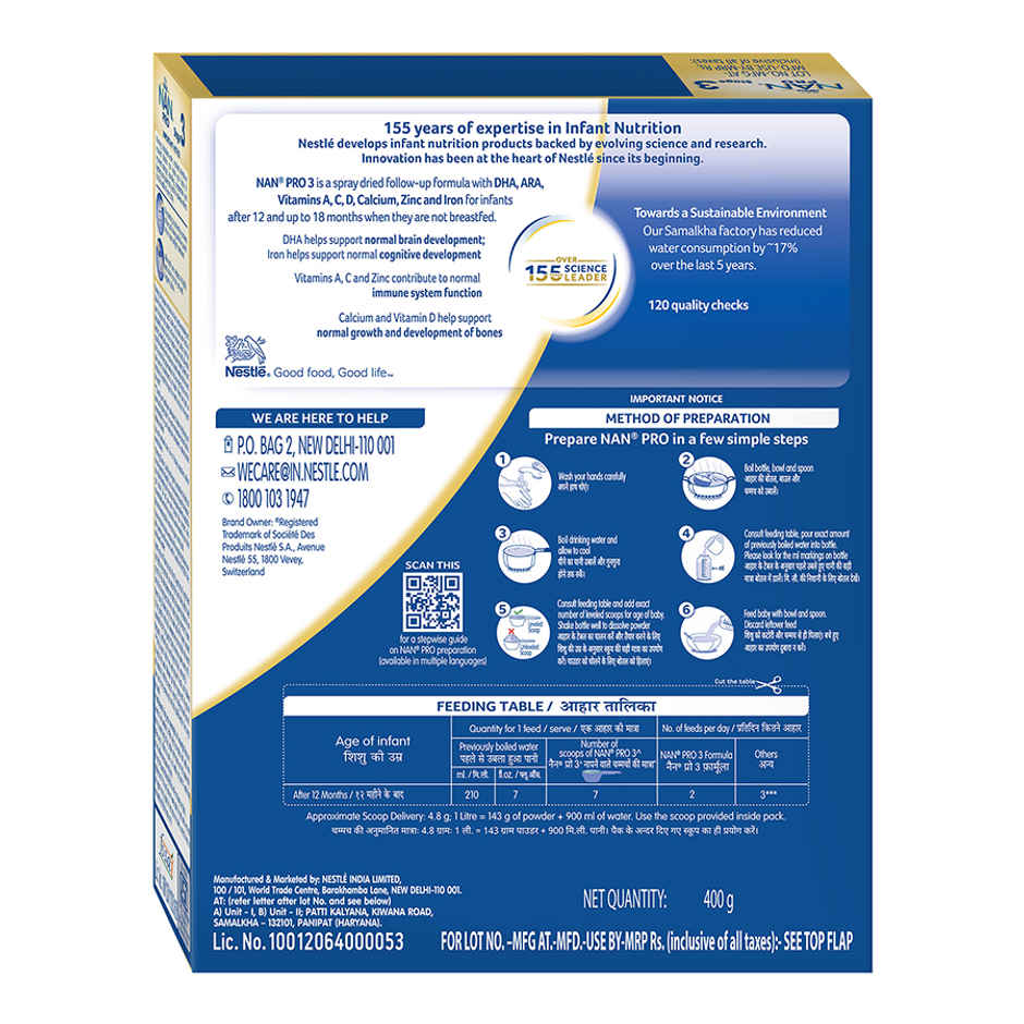 Nestle NAN PRO Stage 3 Follow-up Formula | 12 - 18 M