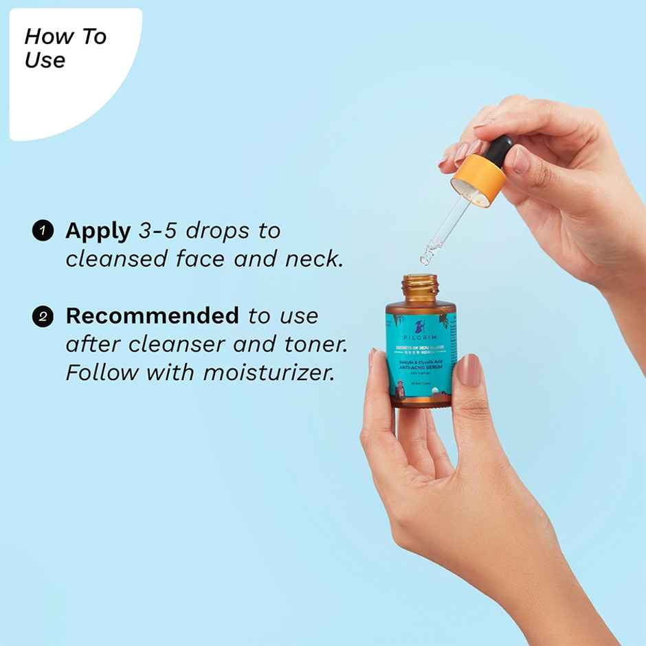 Pilgrim Korean Anti Acne Serum for Oily & Acne Prone Skin with 1% Salicylic Acid + 3% Glycolic Acid
