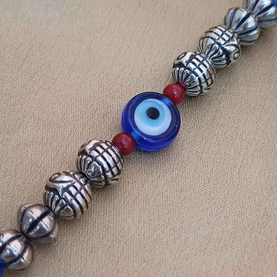 Evil Eye Rakhi | Antique Silver Beads | Gullak
