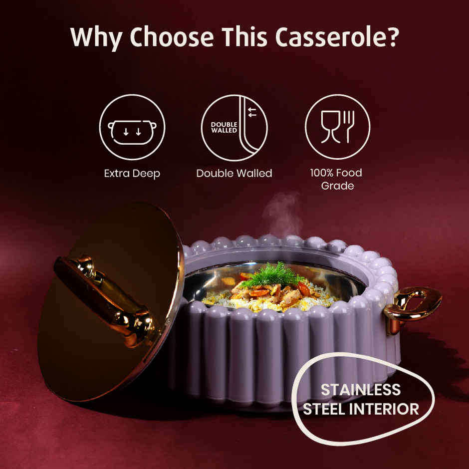 Selvel Volvo Insulated Casserole | (1700ml, 1200ml, 600ml) | Keeps Food Hot | Lid Grey