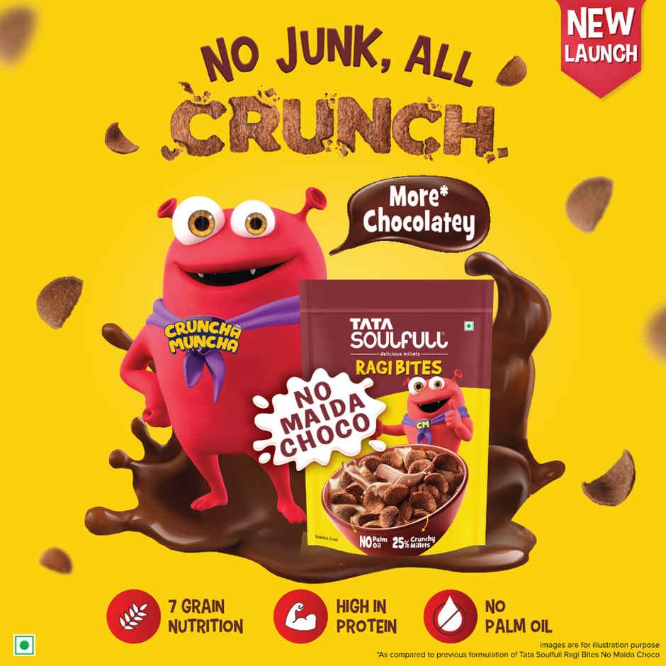 Tata Soulfull Ragi Bites No Maida Choco, Yummy Chocolatey, 7 Grains, Breakfast Cereals