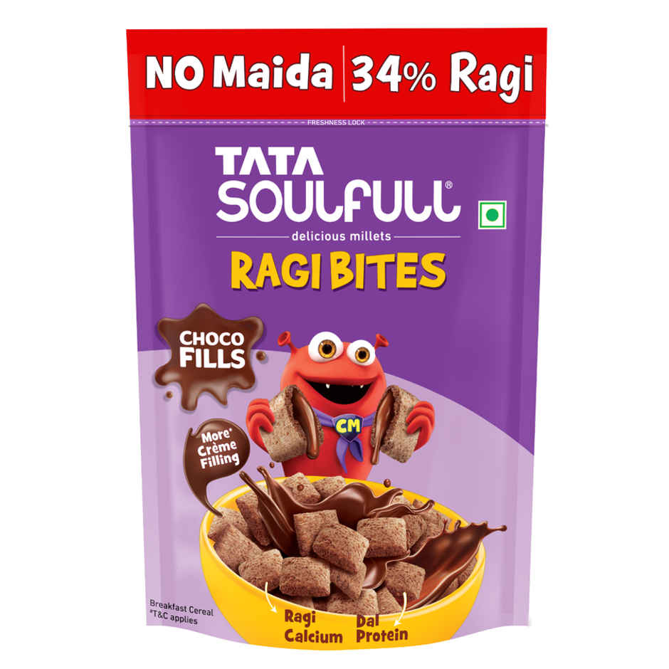 Tata Soulfull Ragi Bites Choco Fills, No Maida, More Cream Filling, Kids Cereal