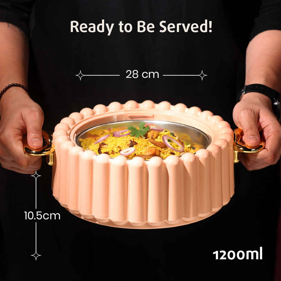 Selvel Volvo Insulated Casserole (1200ml) | Keeps Food Hot and Fresh | Peach