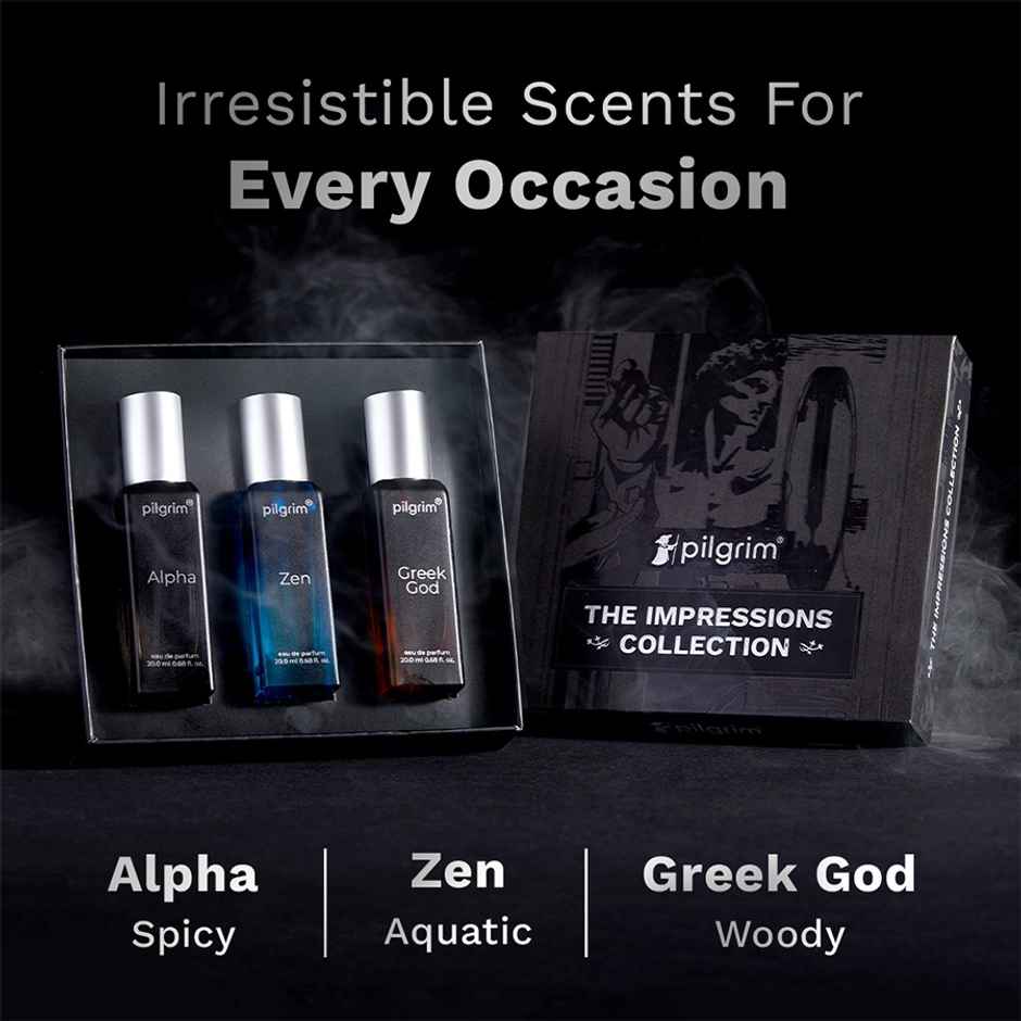 Pilgrim The Impressions Collection Perfume 3 in 1 Gift Box For Men,long lasting Fragrance Spray