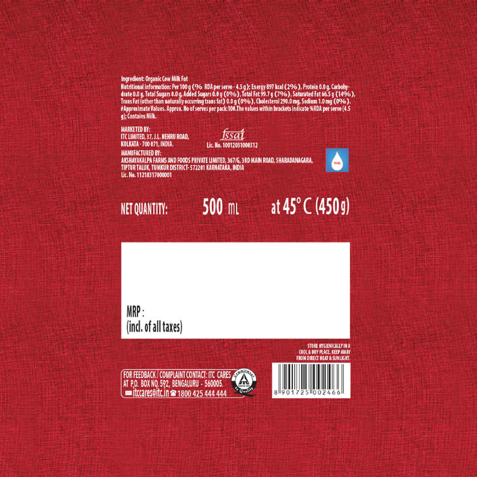 Aashirvaad Organic Pure Cow Ghee | Certified Organic