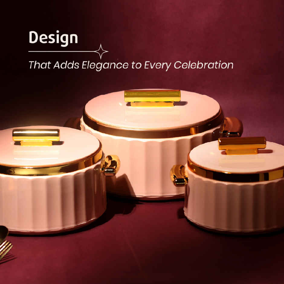 Selvel Camry Insulated Casserole | (1700ml, 1200ml, 600ml) | Keeps Food Hot |Peach