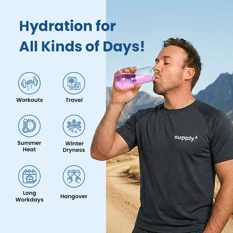 Supply6 Salts | Electrolyte Mix | Blue Raspberry | Sodium | Potassium | Magnesium | Zinc | Fiber