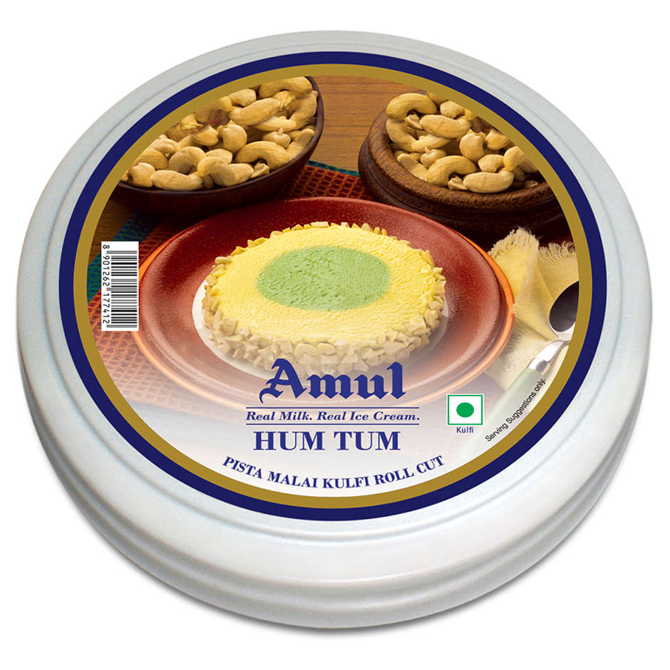 Amul Pista Malai Kulfi Roll Cut