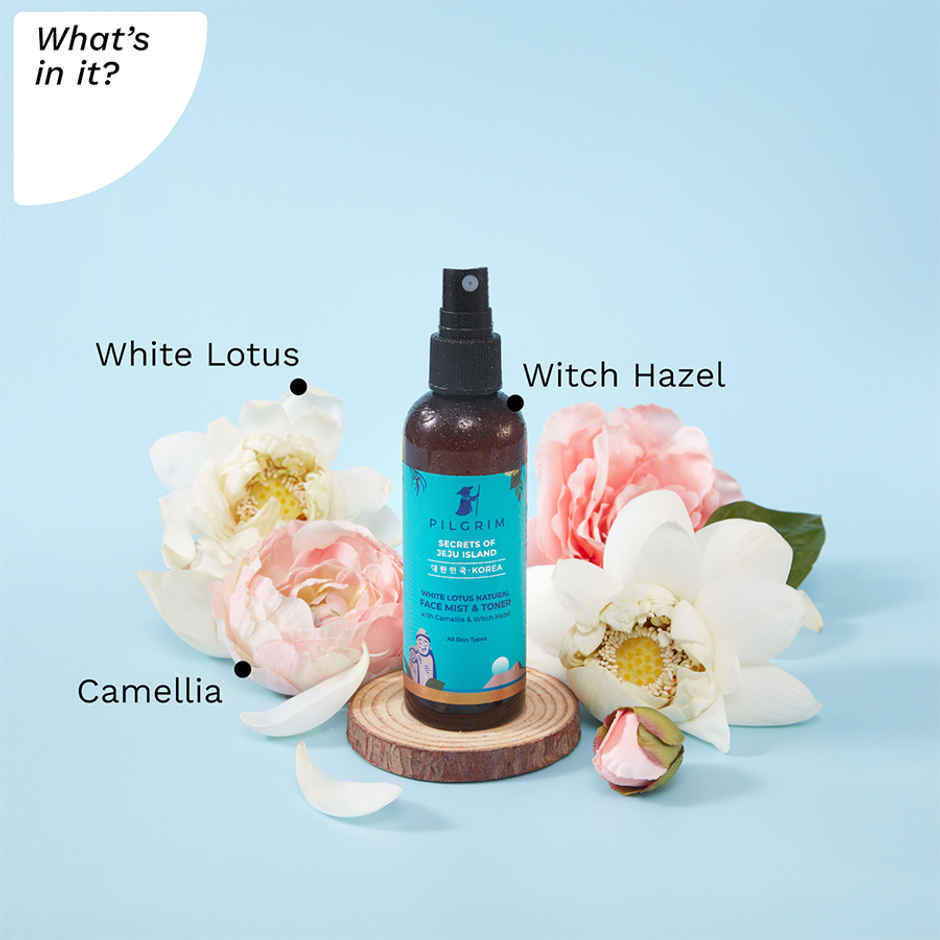 Pilgrim White Lotus Refreshing Face Mist & Toner For Glowing Skin & Reducing Open Pores