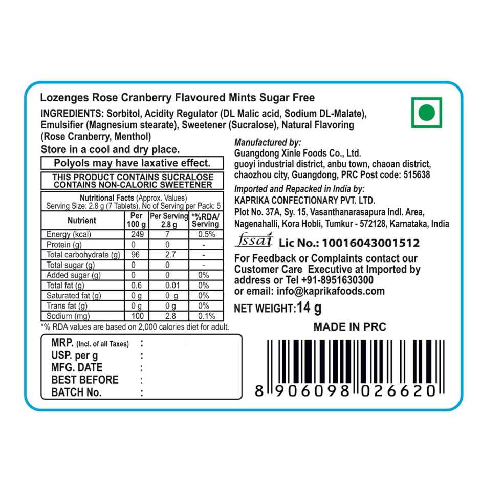 Americano Sugar Free Mint - Rose Cranberry