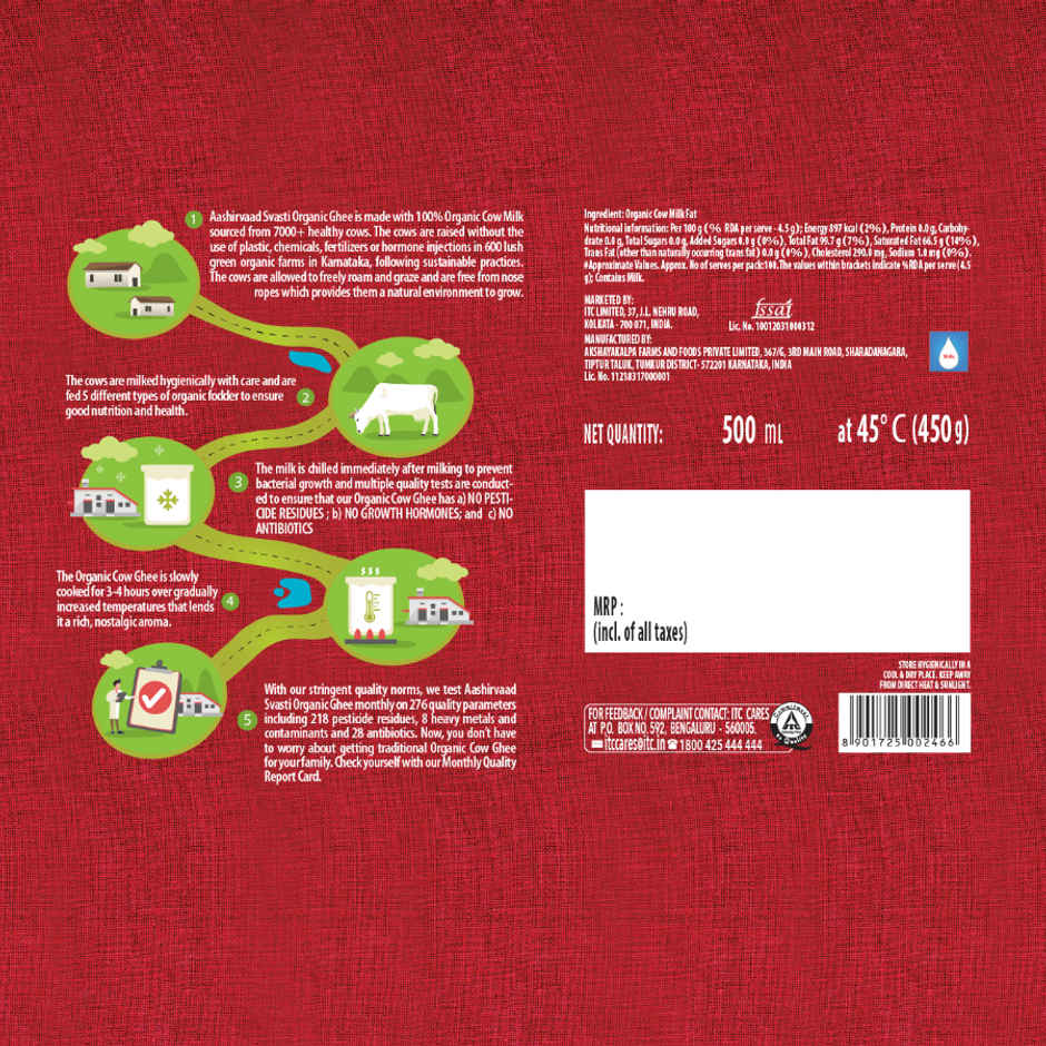 Aashirvaad Organic Pure Cow Ghee | Certified Organic