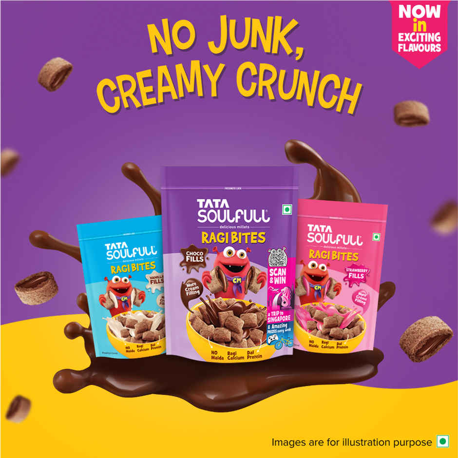 Tata Soulfull Ragi Bites Choco Fills, No Maida, More Cream Filling, Kids Cereal
