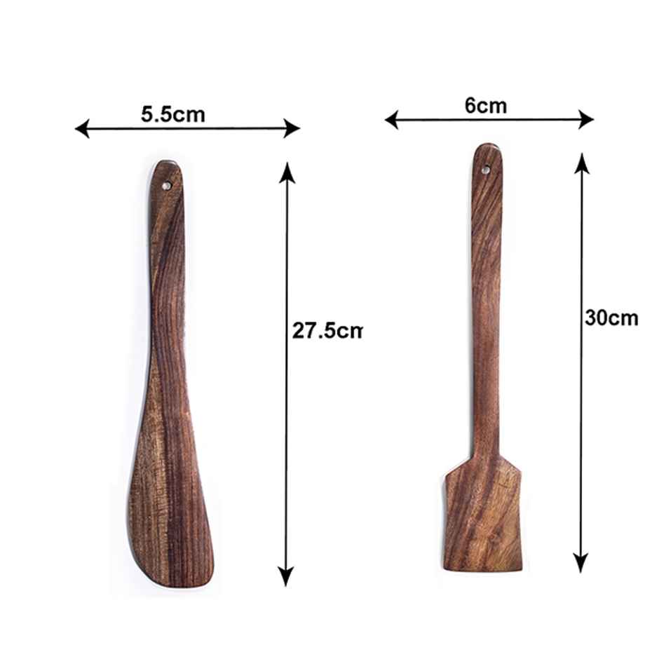 Petas Wooden Spatula Cooking Serving Spoon Set 28 Cm | 2pcs Set