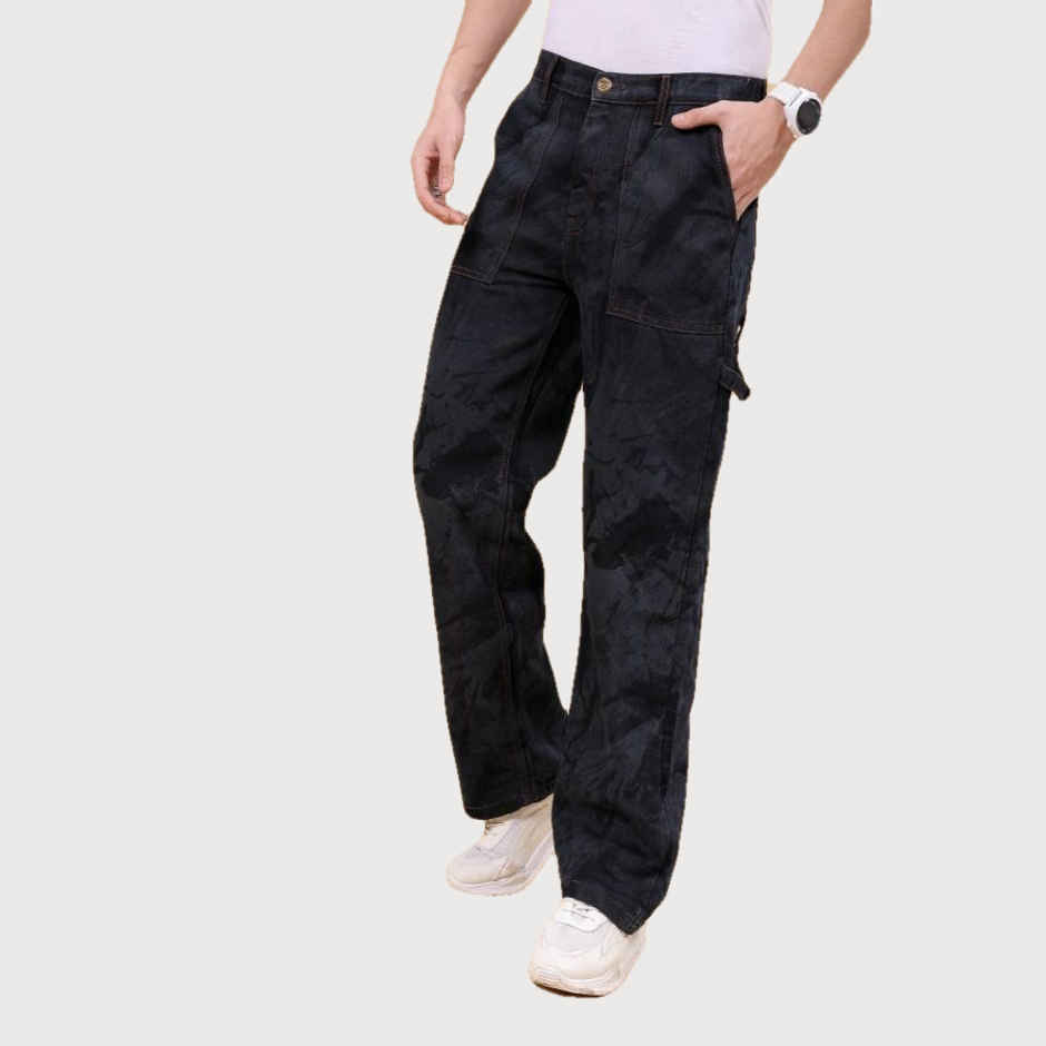 The Indian Garage Co Men's G371 Baggy Fit Solid Casual Jeans | Dark Blue | 30