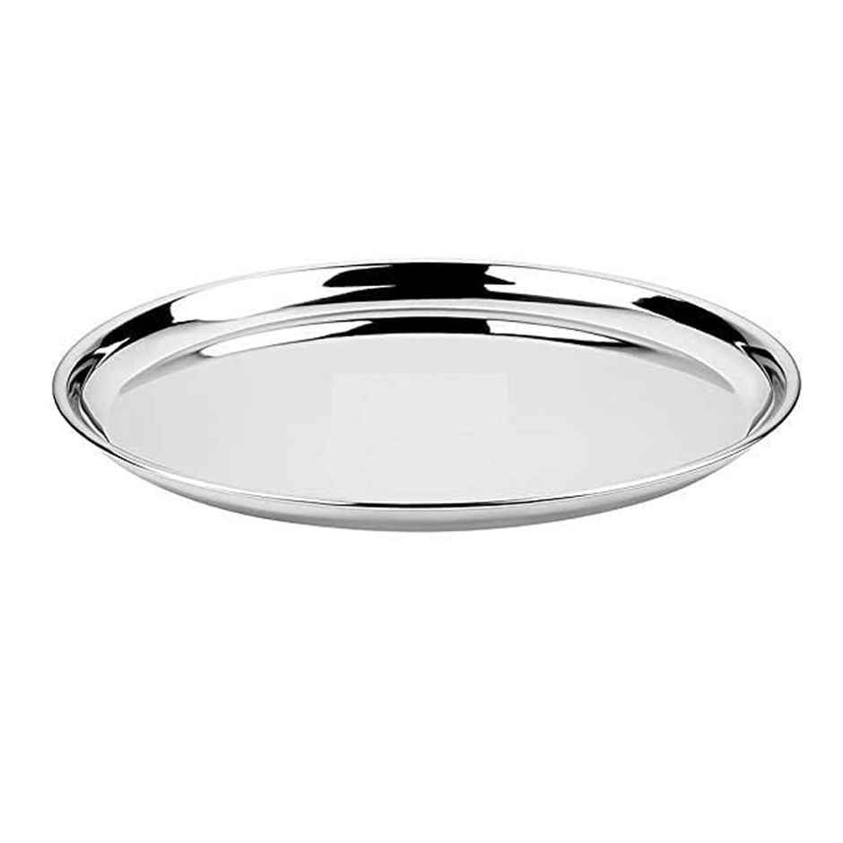 Petals Premium Stainless Steel Thali Nashta Breakfast Half Plate | 23 Cm - 9 inch