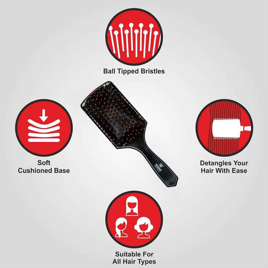 Bronson Professional Paddle Brush B-095 for Silky, Smooth & Tangle-Free Hair | Color May Vary