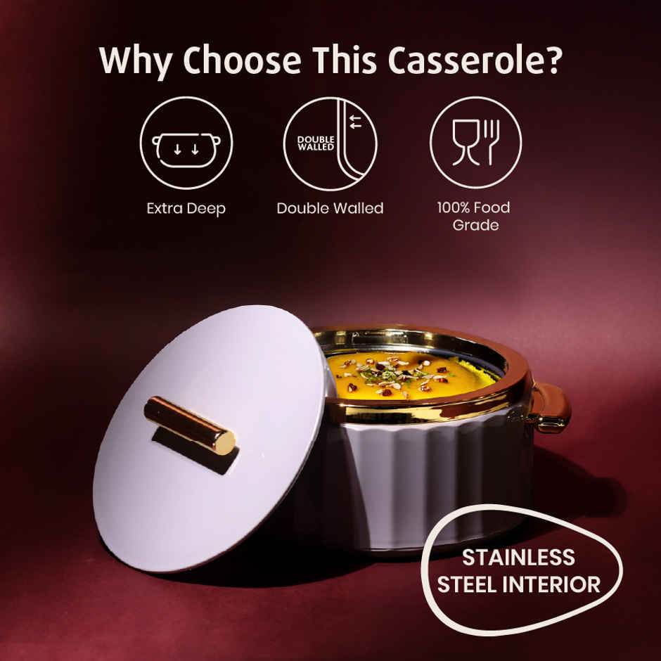 Selvel Camry Insulated Casserole | (1700ml, 1200ml, 600ml) | Keeps Food Hot |Lid Grey