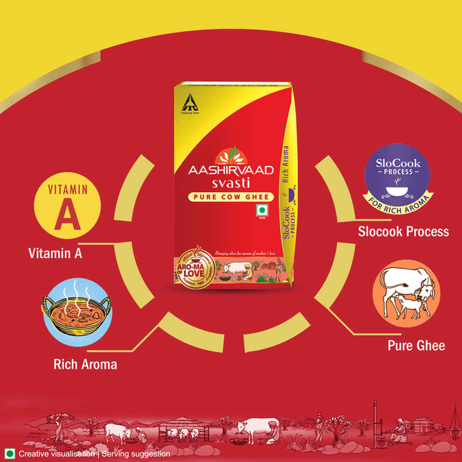 Aashirvaad Pure Cow Ghee, Tetrapack, Rich Aroma Combo