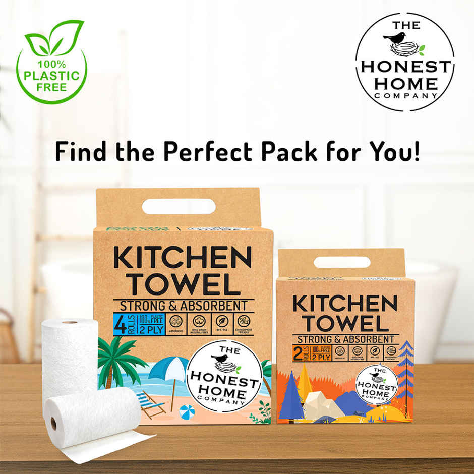 The Honest Home Company 4 in 1 Kitchen Towel 2 Ply | 60 Pulls Per Role