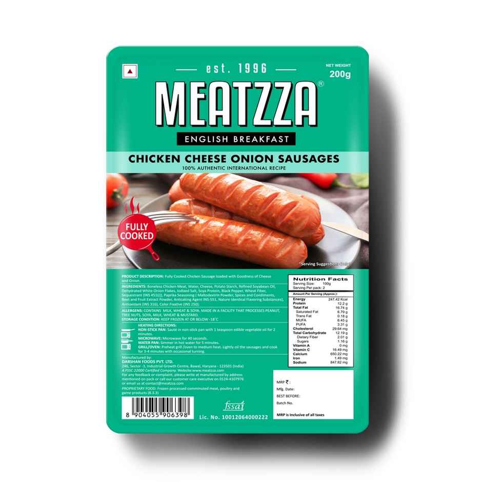 Meatzza Cheese Onion Chicken Sausage 200G