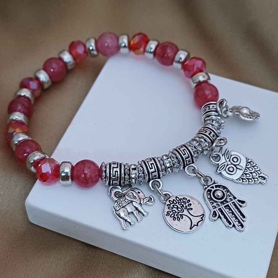 Glass Beads Metal Charms Bracelet Assorted Colours | Gullak