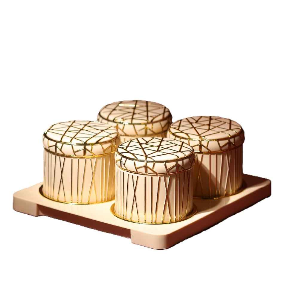 Selvel Royal Linex Airtight Dry Fruit Container | 450ml Each | With Serving Tray | Ivory