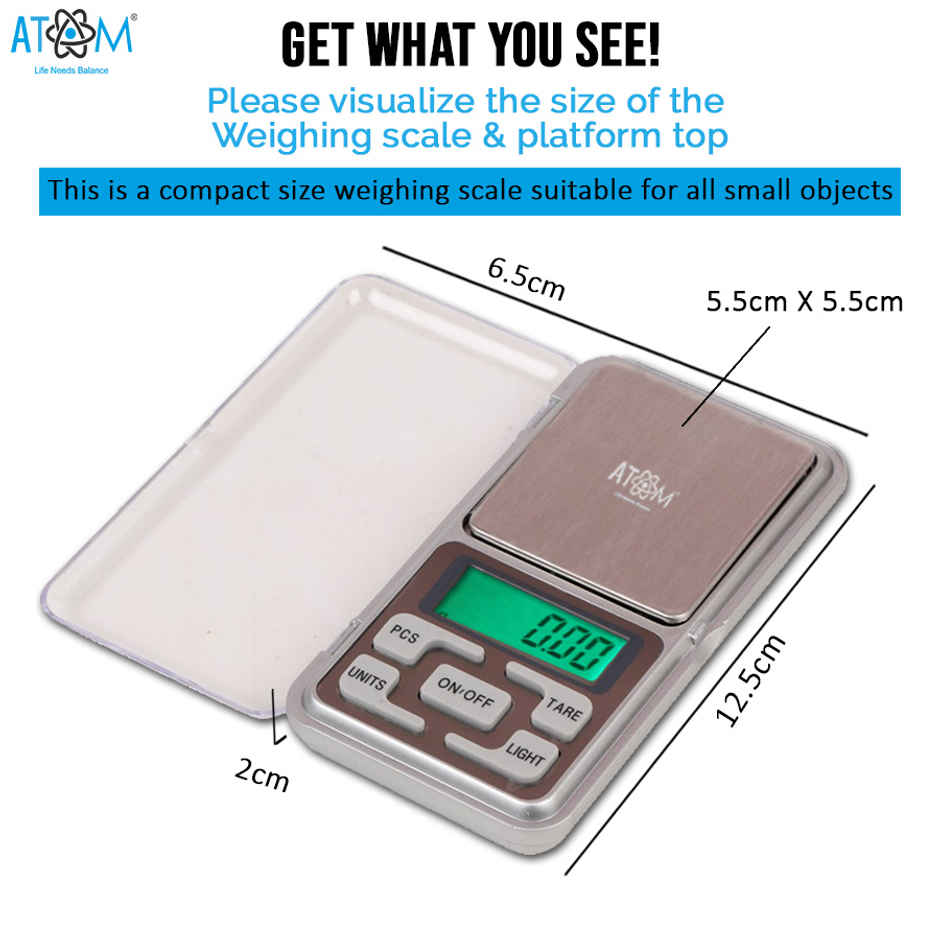 ATOM A 100 Digital Pocket Scale with Capacity 200 g | Jewellery, Precious Gems Stone & Salts