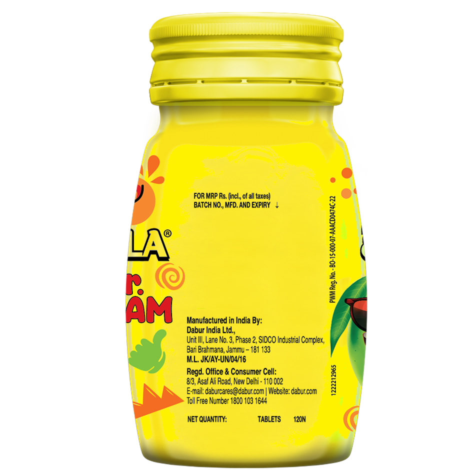 Dabur Hajmola Tasty Digestive Tablets (Mr Aam Flavour) - 120 Tabs ,Healthy, Tasty & Chatpata