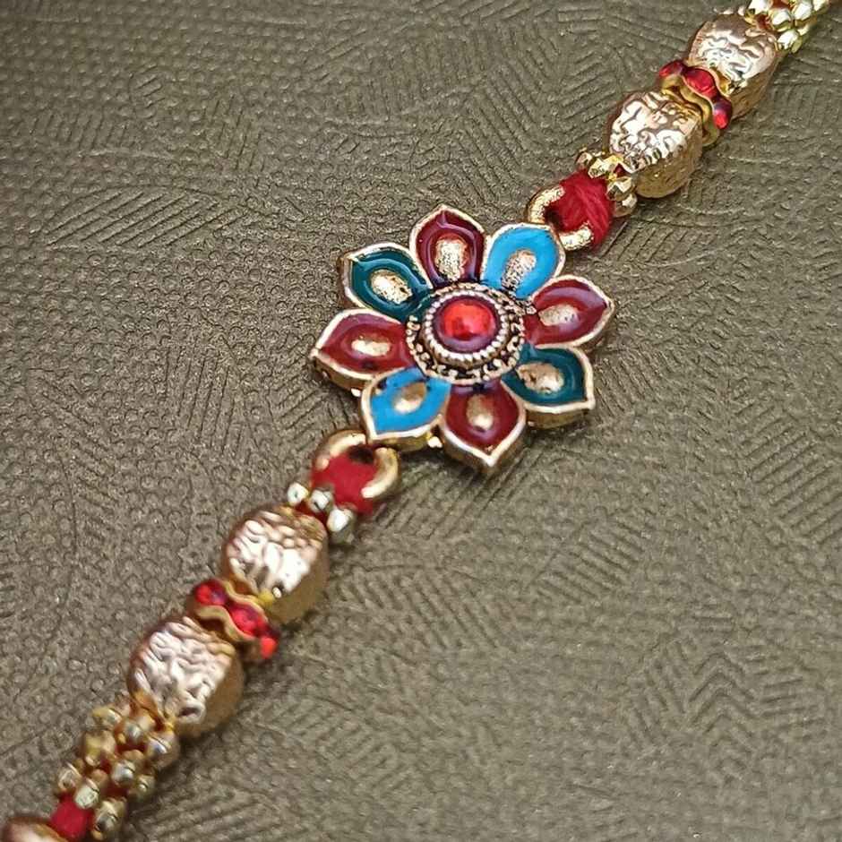 Flower Rakhi | Minakari Detail | Gullak