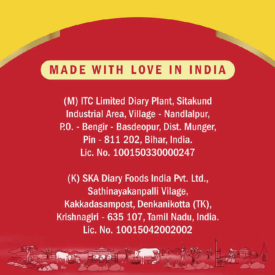 Nandini Thick Curd Pouch (500ml) & Nandini Standardised Fresh Milk (Pouch Orange) (500ml) & Baidyanath Honey | Zero Added Sugar (50g) & Jivana Classic Sugar (1kg) & Aashirvaad Pure Cow Ghee, Pouch, Rich Aroma (1l) & Farmley Mix Dry Fruits Panchmeva- Almonds, Cashews, Dates, Black Raisins, Green Raisins (405g) Panchamrit Combo 