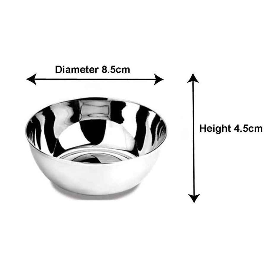 Petals Premium Stainless Steel Halwa-namkeen-snacks Dessert Watti Katori Bowl | 10 cm | Set of 2