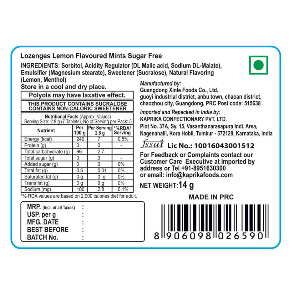 Americano Sugar Free Mint - Lemon