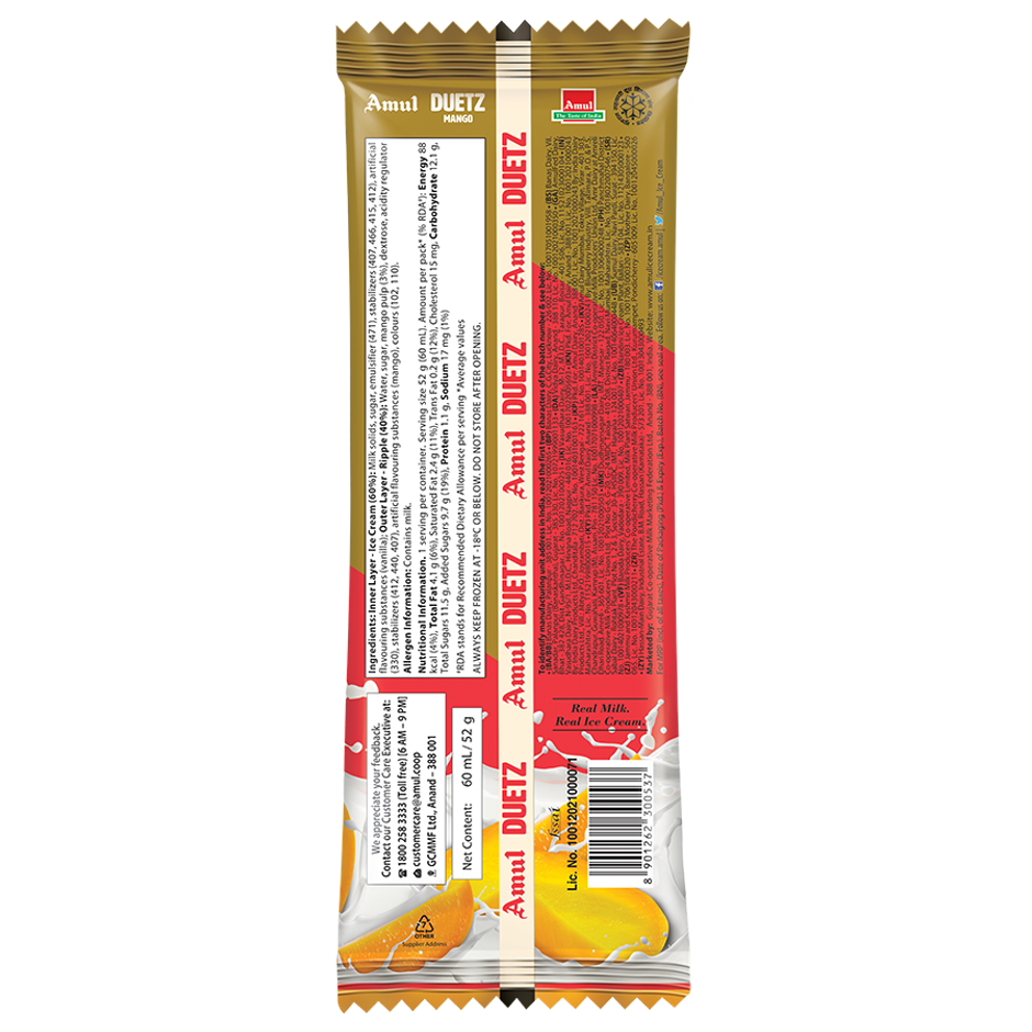 Amul Gold Mango Duetz Ice Cream Stick