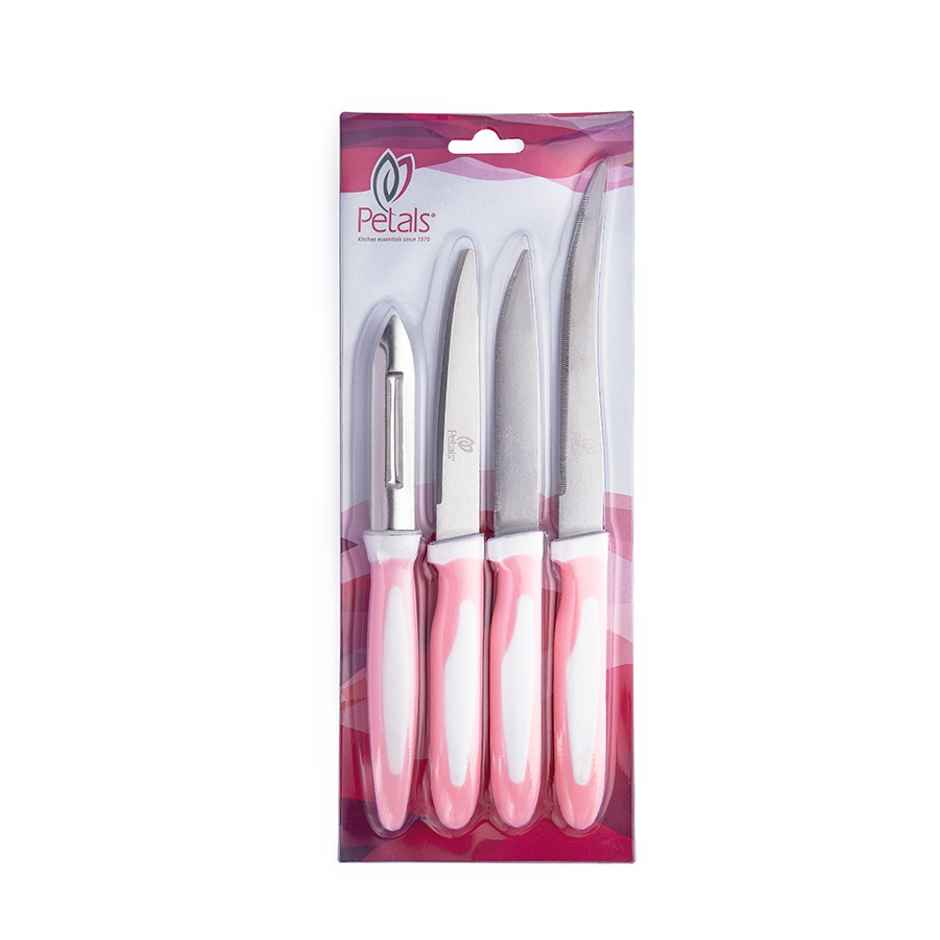 Petals 4 Pcs Knife Peeler Set - Paring | Utility | Tomato Knives and Peeler