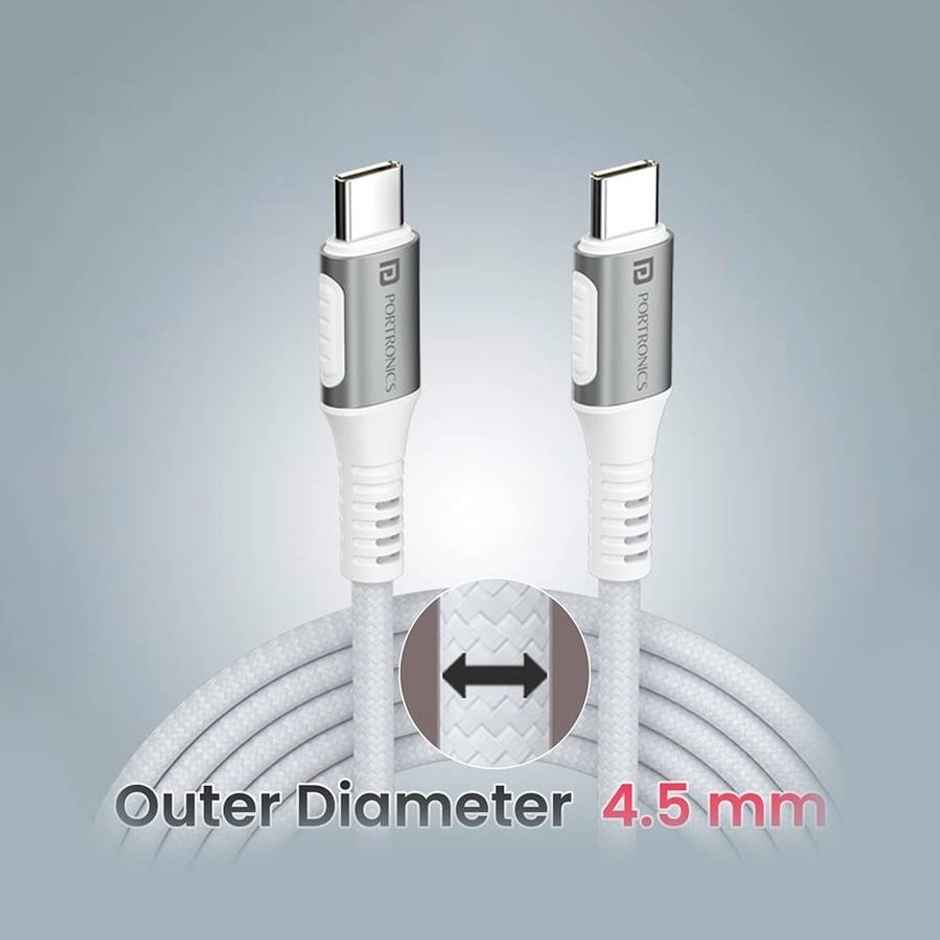 Portronics Type C to Type C Cable | White
