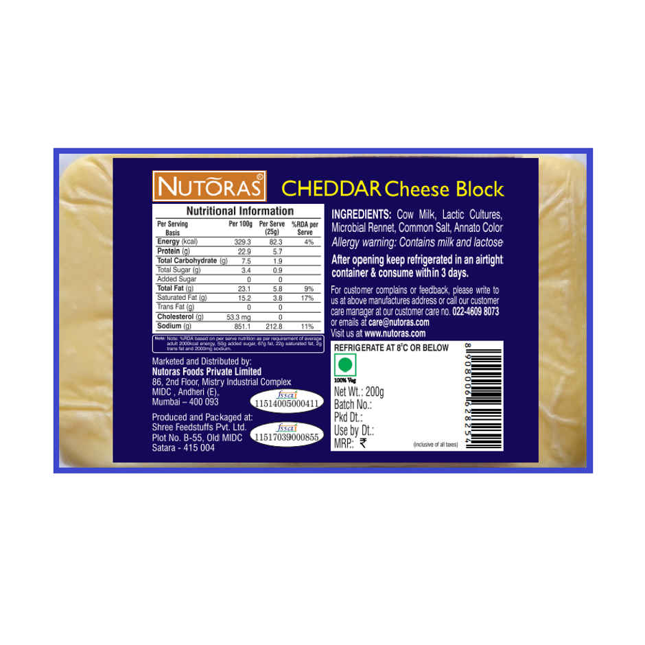 Nutoras Cheddar Cheese Block