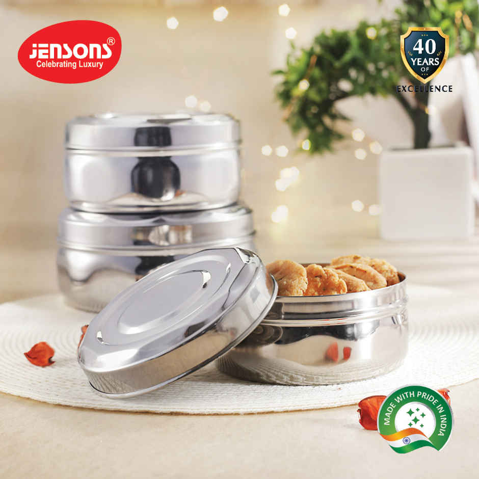 Jensons Ss 3 Pcs Diamond Storage With Steel Lid