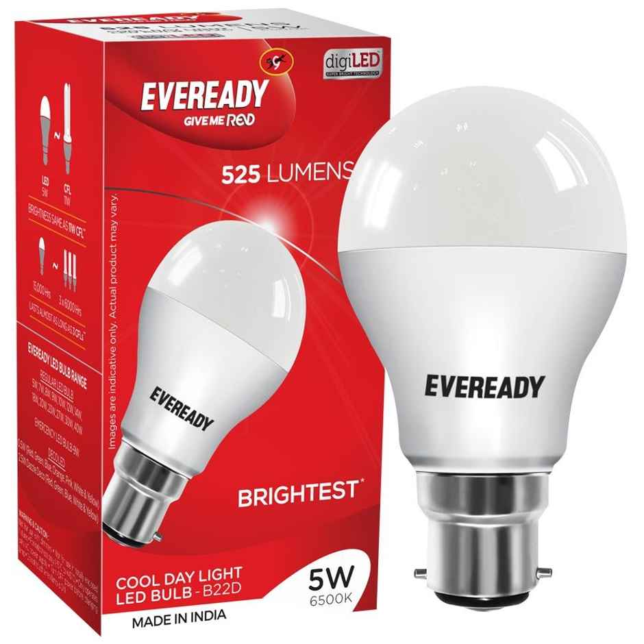 Eveready 5 W LED Bulb Cool Day White | 6500K | B22 Base Holder