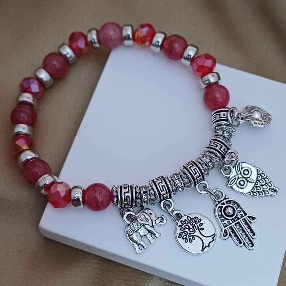 Glass Beads Metal Charms Bracelet Assorted Colours | Gullak
