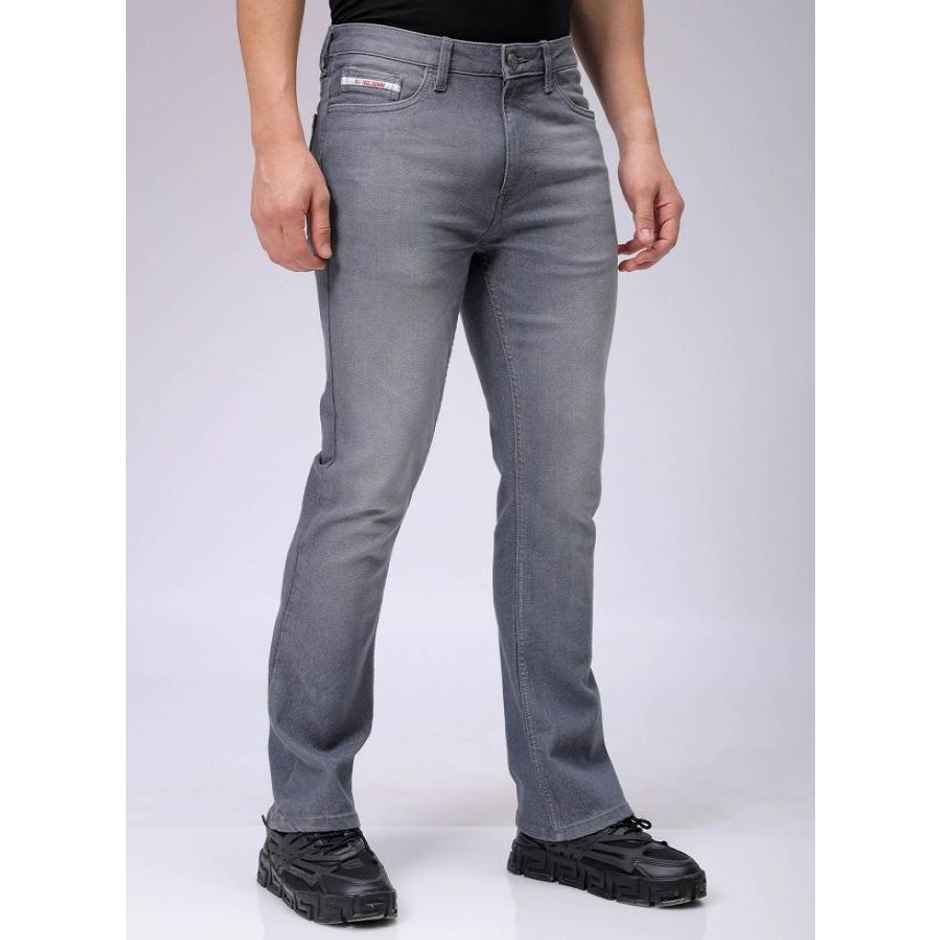 The Indian Garage Co Men's Slim Fit Solid Casual Regular Jeans | Grey | 36