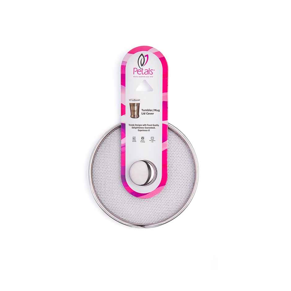 Petals 304 Food Grade Steel Glass-Mug-Cup Jali Mesh Net Cover Lid | 10.5 Cm diameter