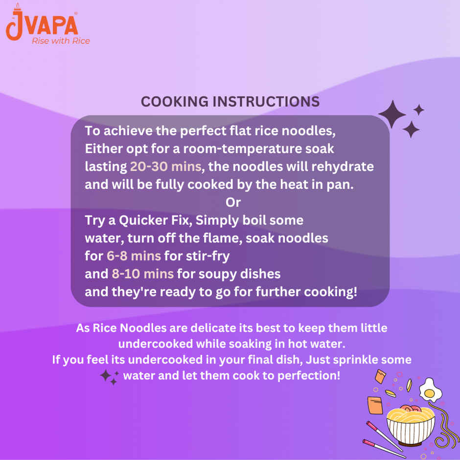 Jvapa Flat Rice Noodles (3mm) | Rice | Naturally Gluten-Free | No Maida | Pad Thai & Pho