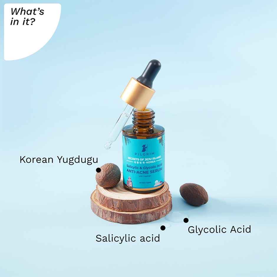 Pilgrim Korean Anti Acne Serum for Oily & Acne Prone Skin with 1% Salicylic Acid + 3% Glycolic Acid