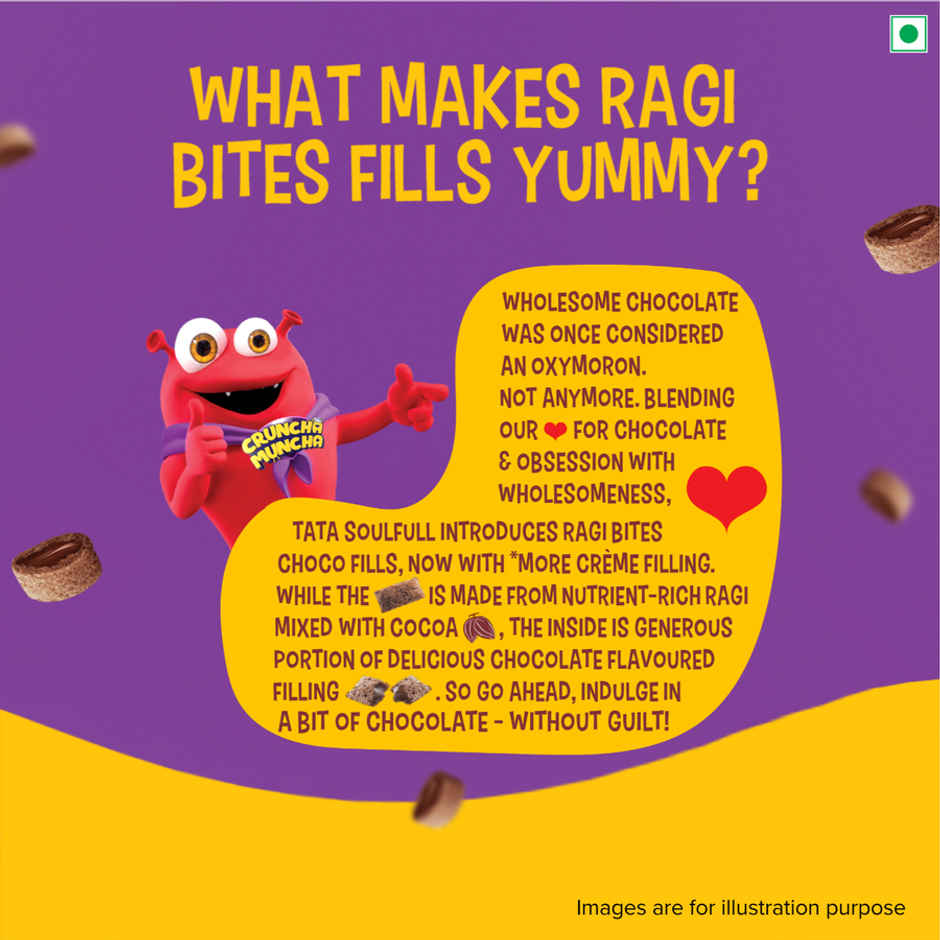 Tata Soulfull Ragi Bites Choco Fills, No Maida, More Cream Filling, Kids Cereal