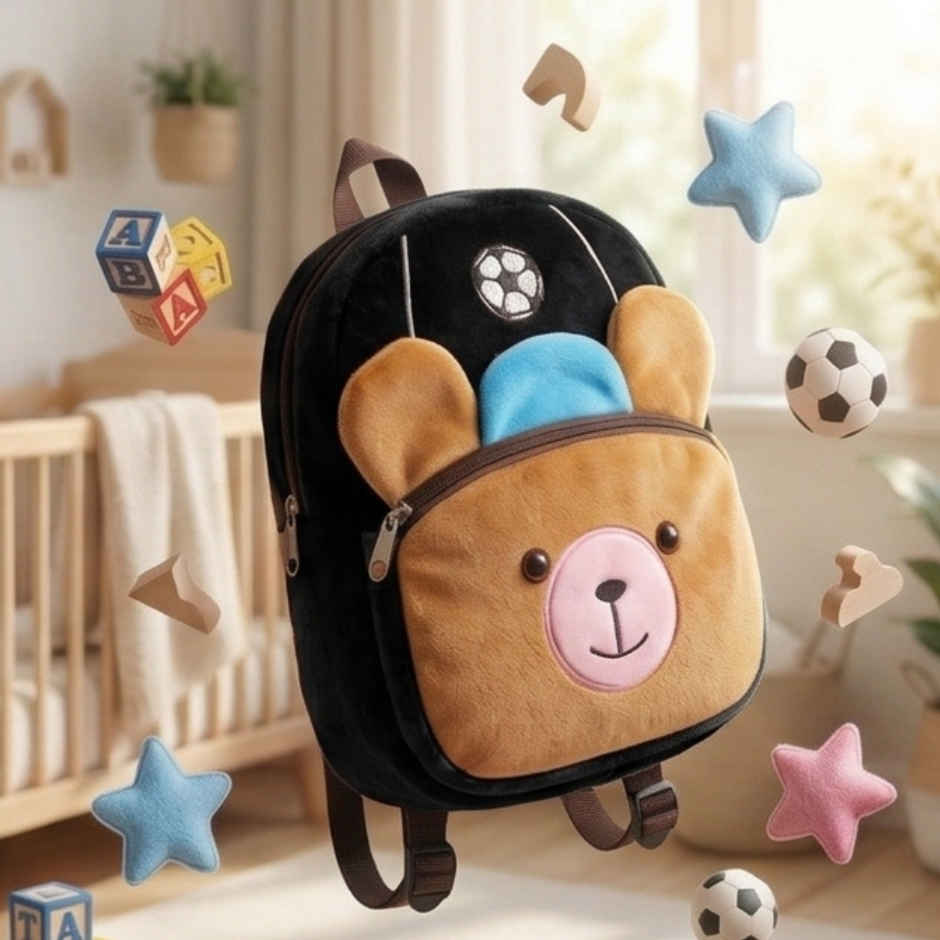 Kidara Football Bear Kids Plush Backpack | Brown