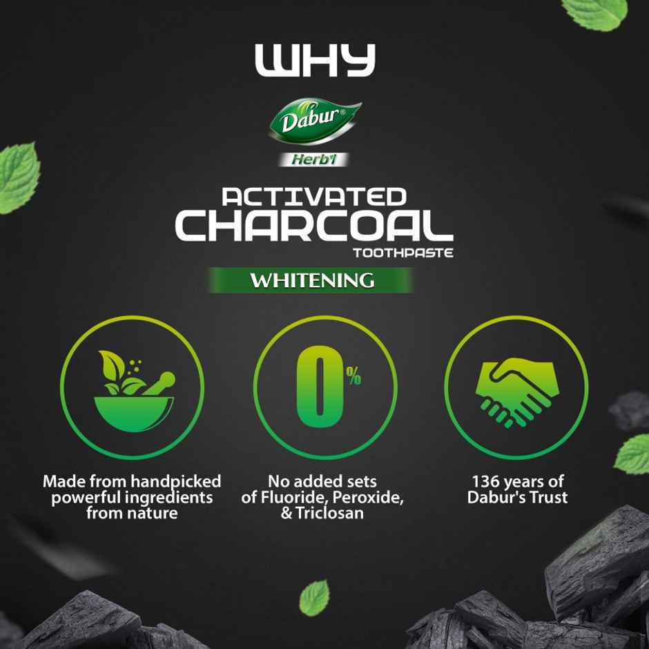 Dabur Herb’L Activated Charcoal Toothpaste With Mint For Whitening (Black Gel Paste)