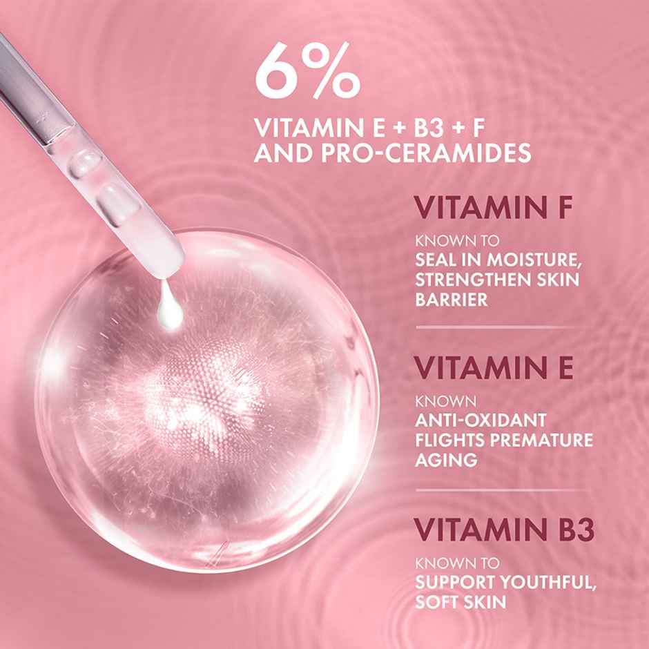 Lakme Dew Drama Serum 6% Vitamin E & Pro-Ceramide For Skin Barrier & Dewy Radiance