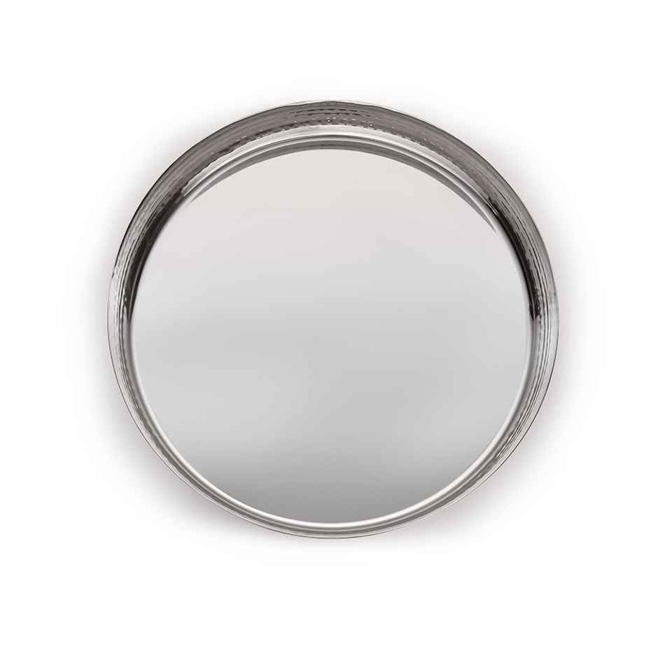 Petals Premium Stainless Steel Thali Kumcha Dinner Plate | 2.5 cm-10 Inch