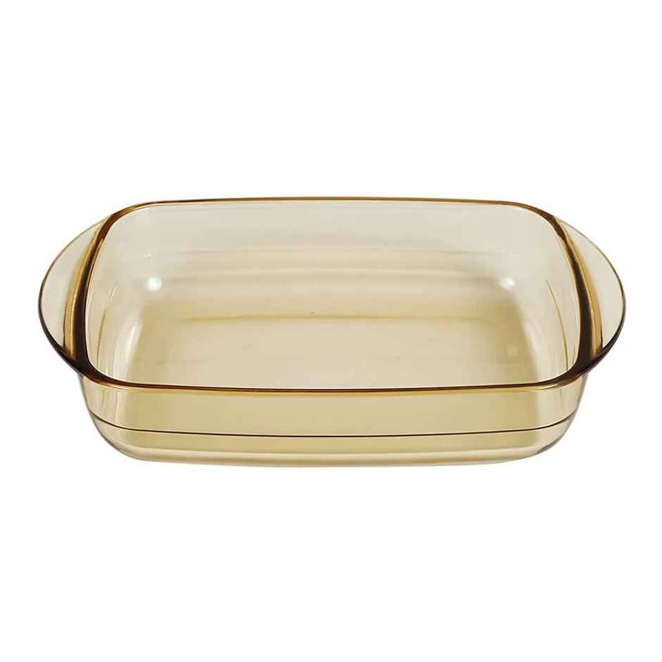 Umai 1600 ml Borosilicate Glass Baking Tray | Transparent Microwave Utensils
